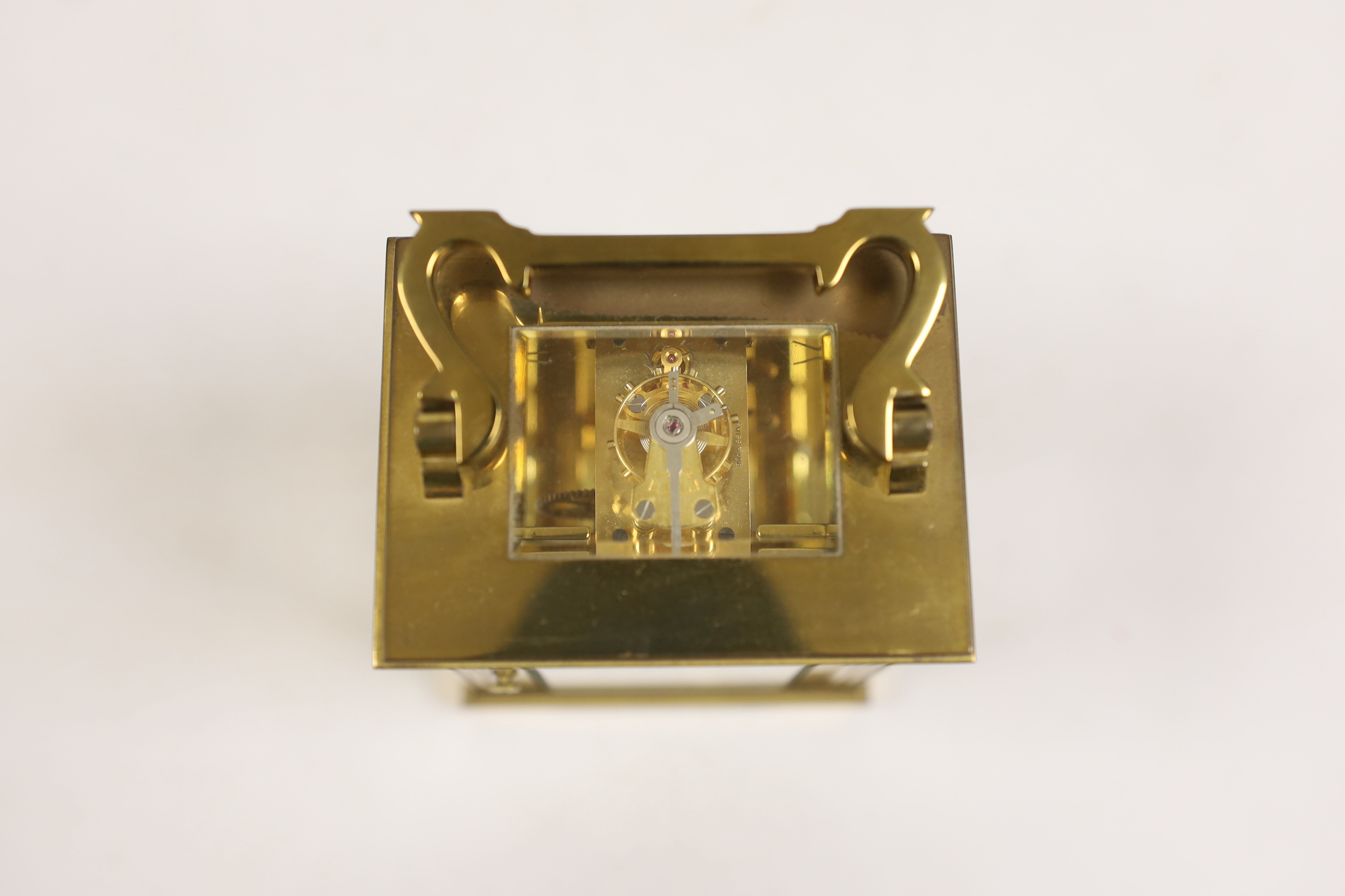 A Mappin & Webb brass carriage timepiece, 11.5cm